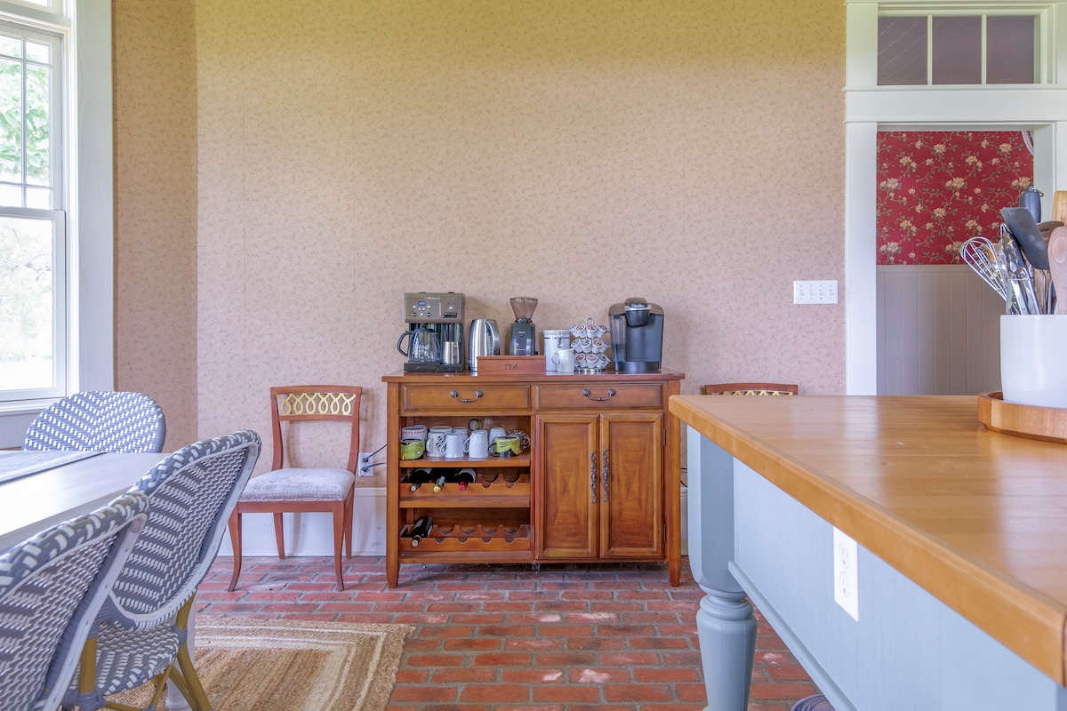 Fire pit area at dusk